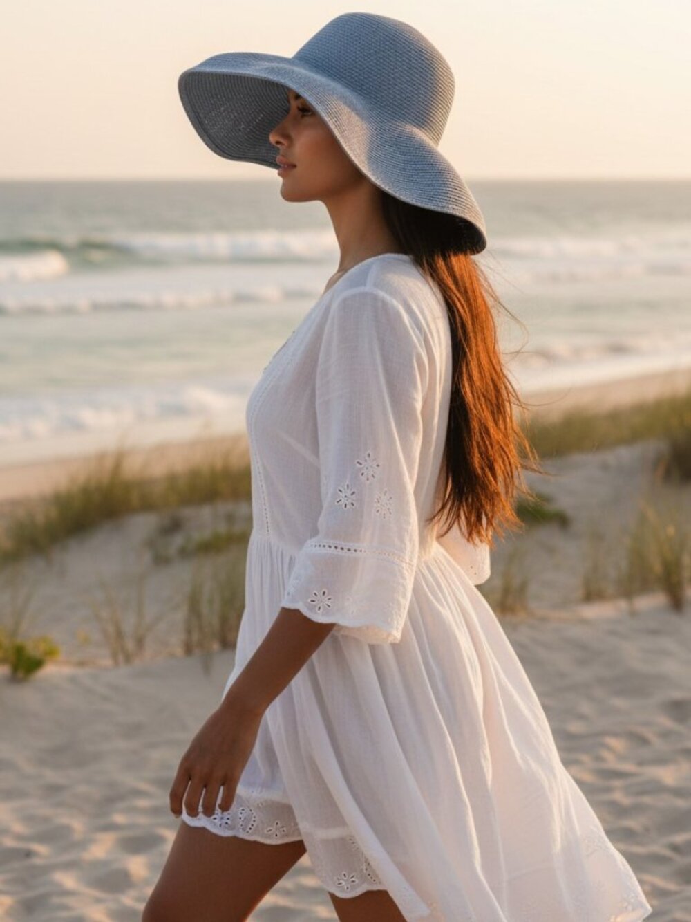 VINTAGE BETMAR NY Blue Oversized Floppy Hat Packable Beach Travel Sun Luxe